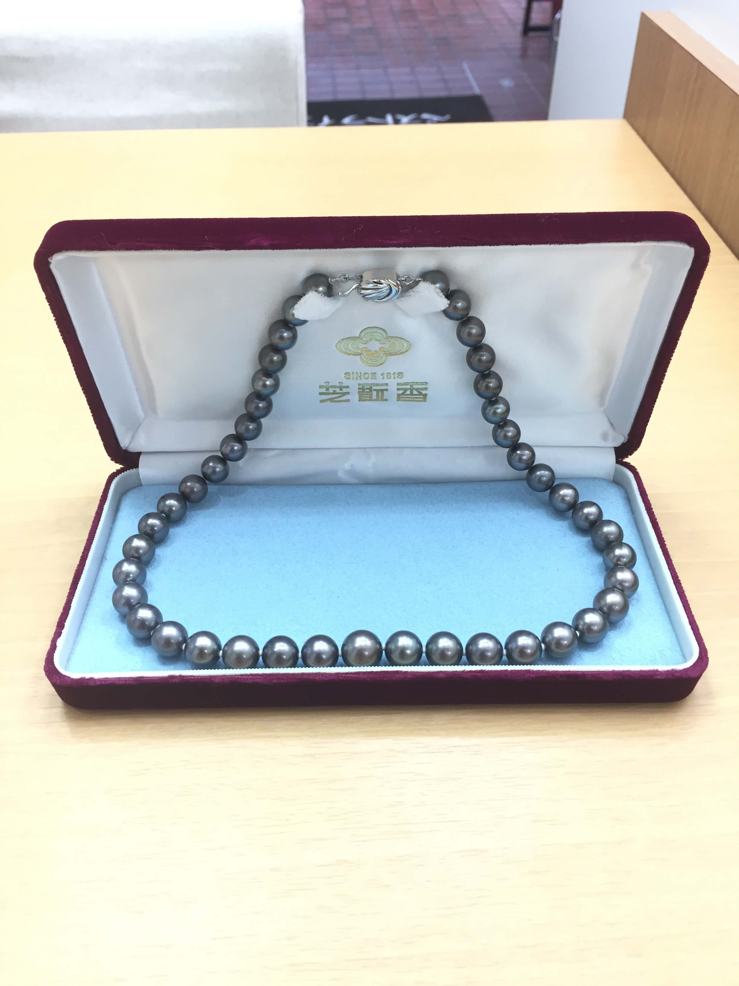 芝翫香　黒真珠  パール ネックレス 大粒 10.4-13.4mm 37珠品