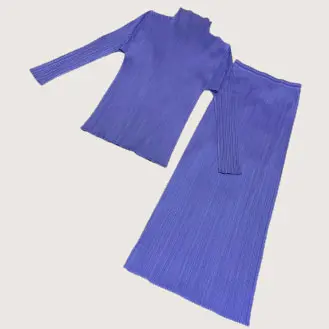 ISSEY MIYAKE PLESTS PLEASE 長袖ハイネックカットソー ロングスカート セットアップ