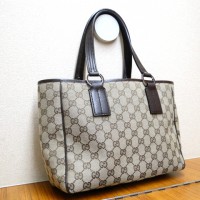 GGキャンバス　トートバッグ　113019　アイボリー×ダークブラウン