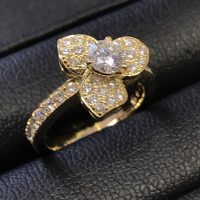 デザインリング K18YG ハーフエタニティ フラワーモチーフ メインD:0.42ct/メレD:0.65ct  ☆苦楽園店☆