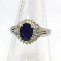 PT900 プラチナ台 サファイア0.9ct メレダイヤ総0.8ct リング ♪ 泉ヶ丘店 ♪